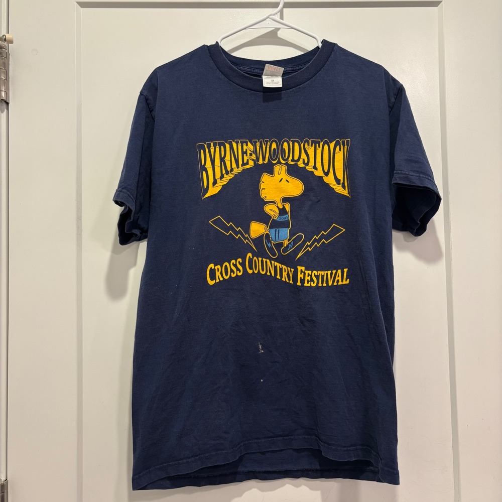 Vintage 2001 Byrne-Woodstock Cross Country Festival T-Shirt Navy Blue Large